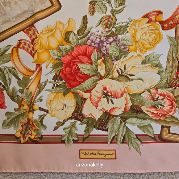 *RARE* Salvatore Ferragamo Omaggio a DePisis Silk Scarf Hand Rolled - Picture 7 of 16